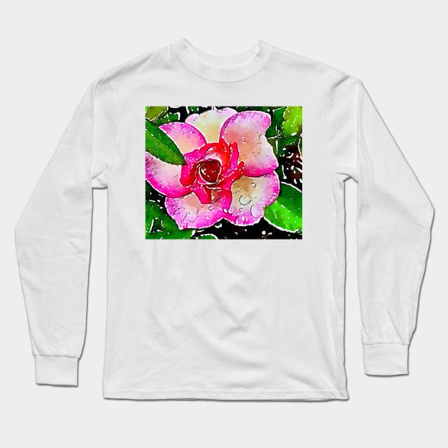 Little garden rose with dew drops Long Sleeve T-Shirt by Dillyzip1202